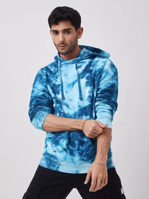 Electric Blue Men Oversized Hoodies - Image 3