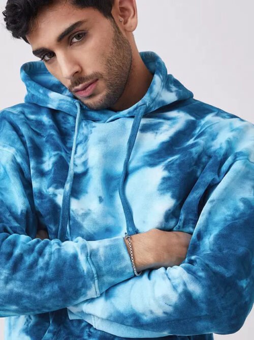 Electric Blue Men Oversized Hoodies