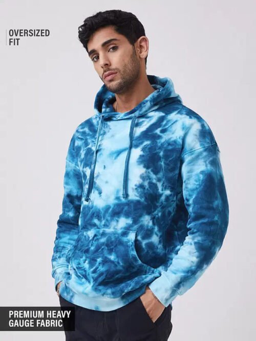 Electric Blue Men Oversized Hoodies - Image 4